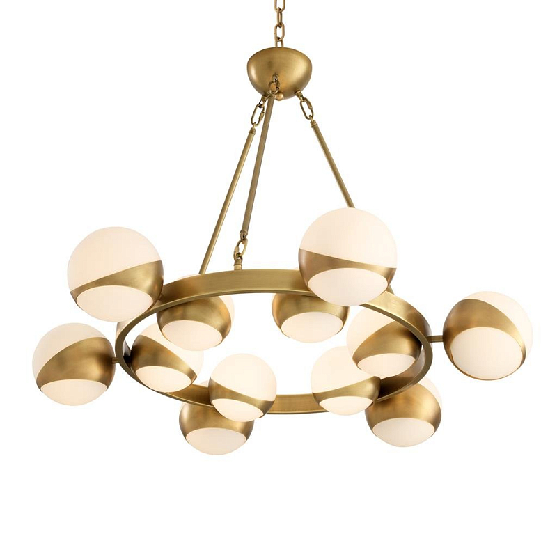 Люстра Chandelier Piazetta Латунь Античная полированная Белый Люстра Chandelier Piazetta Латунь Античная полированная Белый в Тюмени | Loft Concept