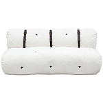 Двухместный диван без подлокотников белый с обивкой букле и ремешками из кожи Blaise Boucle Sofa варинант исполнения - 1 | Loft Concept в Тюмени