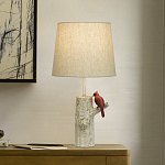 Настольная лампа с тканевым абажуром и основанием в виде птицы на дереве Simurq варинант исполнения - 2 | Loft Concept в Тюмени