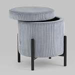 Серо-голубой пуф на черных ножках SANJAY варинант исполнения - 2 | Loft Concept в Тюмени