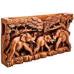 Панно из дерева слоны Panel With Animals варинант исполнения - 2 | Loft Concept в Тюмени