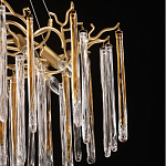 Люстра подвесная золотого цвета с разветвленными ветвями и прозрачными стеклянными подвесками Droplet Chandelier варинант исполнения - 6 | Loft Concept в Тюмени