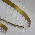 Люстра подвесная двухъярусная с золотистымыми кольцами и прозрачными стеклянными элементами Ring Horizontal варинант исполнения - 4 | Loft Concept в Тюмени