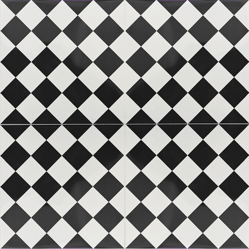 Дизайнерская плитка с узором Шахматка Белый Черный Синий в Тюмени | Loft Concept 