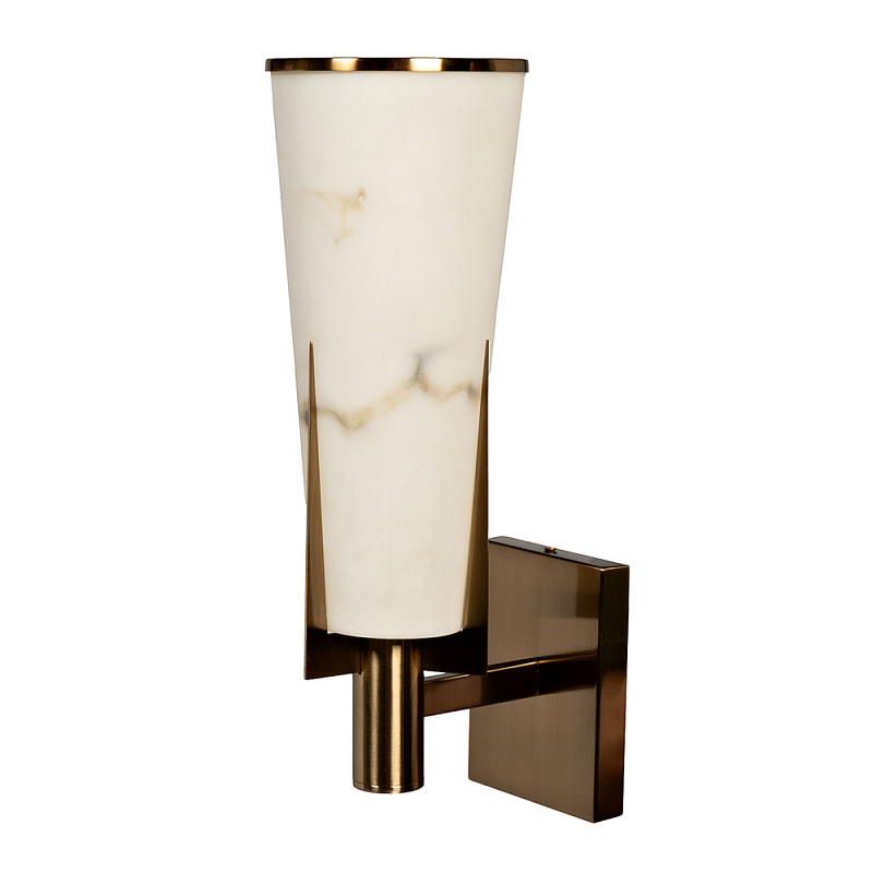 Бра с плафоном в форме конуса  с расцветкой под мрамор Elegant Classic Light Белый Мрамор Bianco Золотой в Тюмени | Loft Concept 