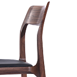 Стул деревянный с мягким сиденьем из черной натуральной кожи Moon Walnut Furniture варинант исполнения - 8 | Loft Concept в Тюмени