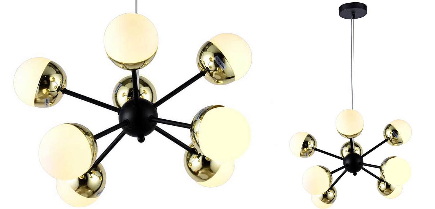 Люстра Sputnik White and Gold Globe Chandelier 8 Люстра Sputnik White and Gold Globe Chandelier 8 - Loft-Concept в Тюмени