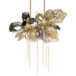 Люстра подвесная с 18-ю стеклянными плафонами с вертикальными подвесками Gilded Mirage  варинант исполнения - 7 | Loft Concept в Тюмени