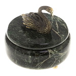 Шкатулка из натурального камня змеевик с фигуркой лебедя Stone Casket варинант исполнения - 2 | Loft Concept в Тюмени