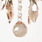 Люстра подвесная круглая с тканевым полупрозрачным абажуром и подвесками 4 лампы Gilded Elegance варинант исполнения - 6 | Loft Concept в Тюмени