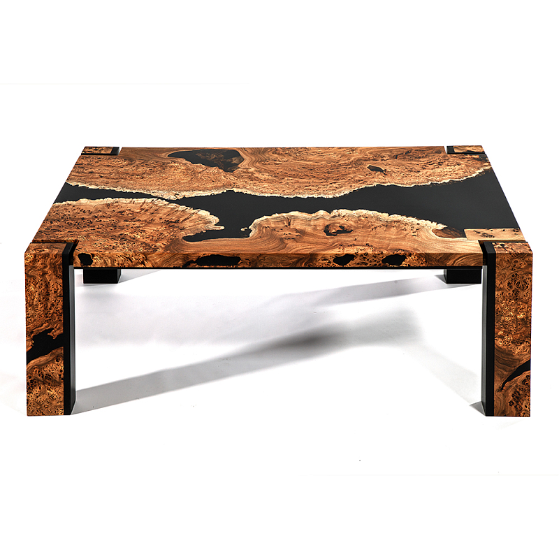 Кофейный Стол River in Autumn Elm Resin Coffee Table Охра Черный в Тюмени | Loft Concept 