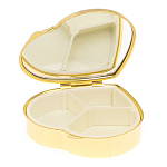 Таблетница карманная в форме сердца с 3-мя отделениями с зеркалом и накладкой из натурального камня Яшма Змеиная Gold Stone Pillboxes варинант исполнения - 3 | Loft Concept в Тюмени