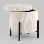 Молочный пуф на черных ножках SANJAY варинант исполнения - 2 | Loft Concept в Тюмени