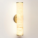 Бра с цилиндрическим плафоном из белого алебастра на круглом основании Латунь Cryptocrystalline Stone варинант исполнения - 1 | Loft Concept в Тюмени