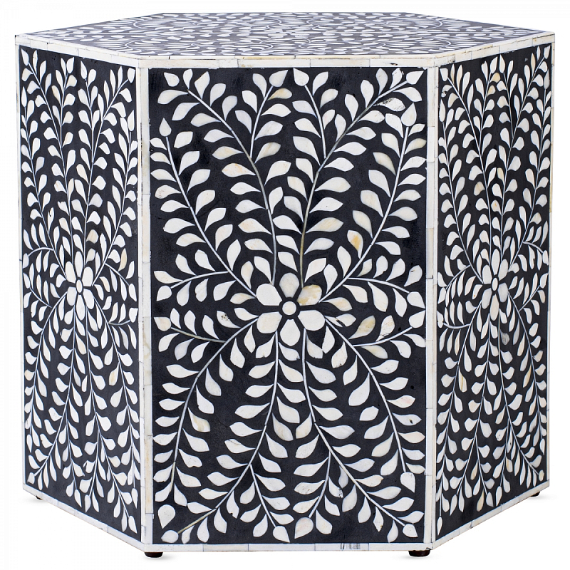 Табурет Inlaid Bone Hexagon Черный Белый Табурет Inlaid Bone Hexagon Черный Белый в Тюмени | Loft Concept