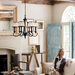 Люстра бронзового цвета с бежевыми абажурами из органзы в классическом стиле Hinkley варинант исполнения - 9 | Loft Concept в Тюмени