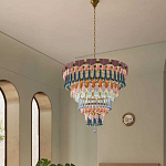 Люстра круглая с декором из разноцветных элементов в виде листьев Changing Seasons варинант исполнения - 6 | Loft Concept в Тюмени