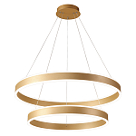 Люстра подвесная светодиодная с двумя золотистыми кольцами Диаметр 80 см Ring Horizontal варинант исполнения - 1 | Loft Concept в Тюмени