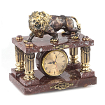 Часы настольные из креноида и бронзы с декором в виде льва Lion Stone Clock варинант исполнения - 2 | Loft Concept в Тюмени