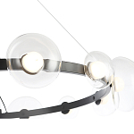 Люстра подвесная круглая с 12-ю прозрачными куполообразными плафонами и черным металлическим основанием Flos Wireline Lighting варинант исполнения - 5 | Loft Concept в Тюмени