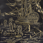 Обои ручная роспись Views of Italy Gold Outline варинант исполнения - 2 | Loft Concept в Тюмени