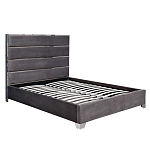 Кровать двуспальная серая с высоким мягким изголовьем Heart of the Bedroom варинант исполнения - 1 | Loft Concept в Тюмени