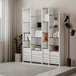 Стеллаж прямой ассиметричный с полками и 4-мя дверцами ARYA BOOKCASE WHITE варинант исполнения - 5 | Loft Concept в Тюмени