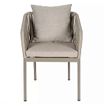 Стул серо-бежевый с декоративным плетением на спинке и подлокотниках Chair Weave варинант исполнения - 1 | Loft Concept в Тюмени