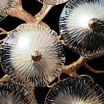 Потолочная люстра круглая ветвистыми бронзовыми элементами и стеклянными рифлеными дисками Textured Glass Chandelier варинант исполнения - 6 | Loft Concept в Тюмени