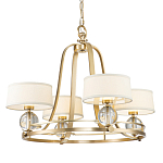 Люстра цвета латунь с 4-мя тканевыми абажурами и стеклянными шарами Quoizel варинант исполнения - 1 | Loft Concept в Тюмени