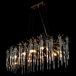 Люстра подвесная прямоугольная с бронзовыми акцентами и прозрачными стеклянными каплями Droplet Chandelier варинант исполнения - 4 | Loft Concept в Тюмени