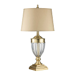 Настольная лампа со тканевым абажуром и прозрачным ребристым стеклянным основанием Quoizel варинант исполнения - 5 | Loft Concept в Тюмени