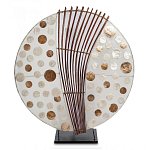 Настольная лампа из перламутра и дерева на подставке Indonesian Round Shell варинант исполнения - 2 | Loft Concept в Тюмени