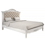 Кровать белая из массива бука с основанием и мягким изголовьем в стиле прованс White Provence варинант исполнения - 1 | Loft Concept в Тюмени