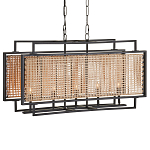 Люстра прямоугольной формы с чёрным каркасом и вставкой из плетеного материала Cage for Light варинант исполнения - 4 | Loft Concept в Тюмени