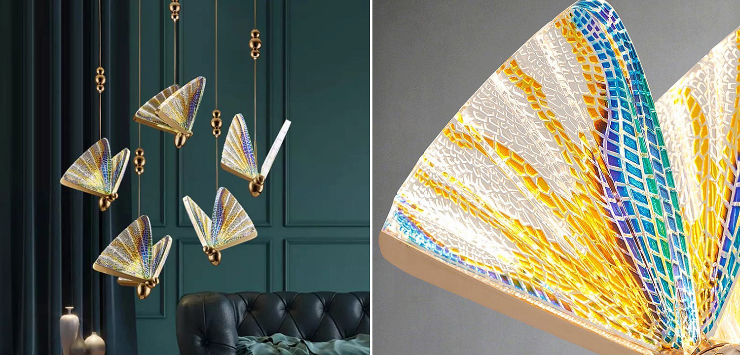 Butterfly Pendant Lamp Colored glass J Butterfly Pendant Lamp Colored glass J - Loft-Concept в Тюмени