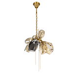 Люстра подвесная со стеклянными плафонами из дымчатого и золотистого с тремя вертикальными подвесками Gilded Mirage  варинант исполнения - 5 | Loft Concept в Тюмени