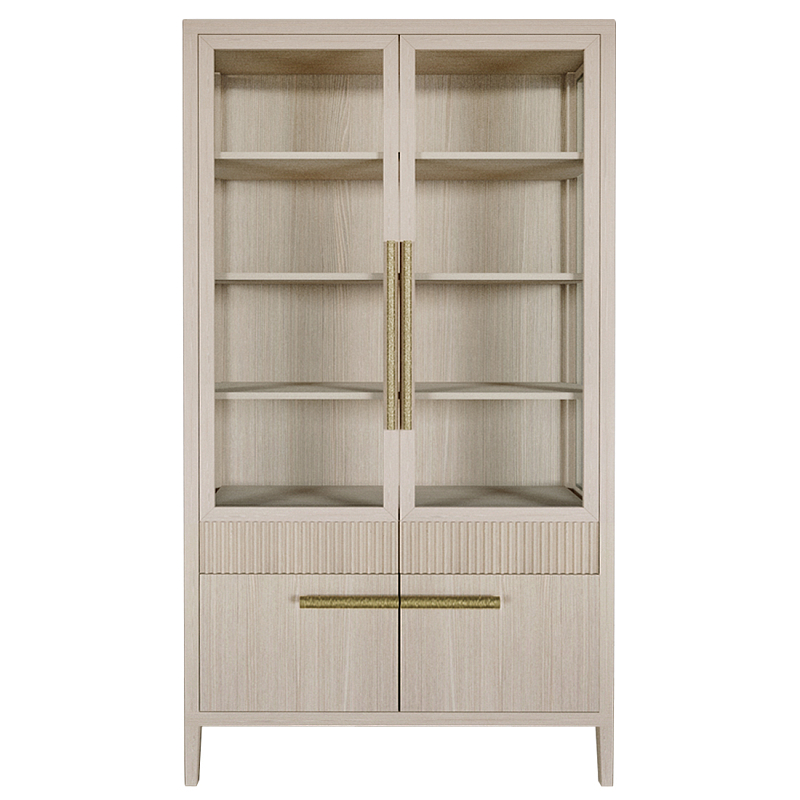 Витрина Primo со стеклянными фасадами и буфетом шпон Светлый дуб Древесина Золотой в Тюмени | Loft Concept 