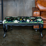 Банкетка из натурального бука черная с изображением птиц и цветов Blooming Birds варинант исполнения - 2 | Loft Concept в Тюмени