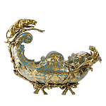 Чаша голубого цвета с оранментом и и бронзовыми фигурами леопардов Eden Garden варинант исполнения - 1 | Loft Concept в Тюмени