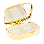 Таблетница карманная прямоугольная с 2-мя отделениями с зеркалом и накладкой из натурального камня Апатит Голубой Gold Stone Pillboxes варинант исполнения - 3 | Loft Concept в Тюмени