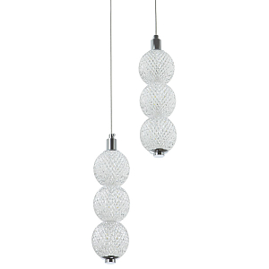 Подвесной светодиодный светильник с 2-мя плафонами Crystal Globule Hanging Lamp Chrome