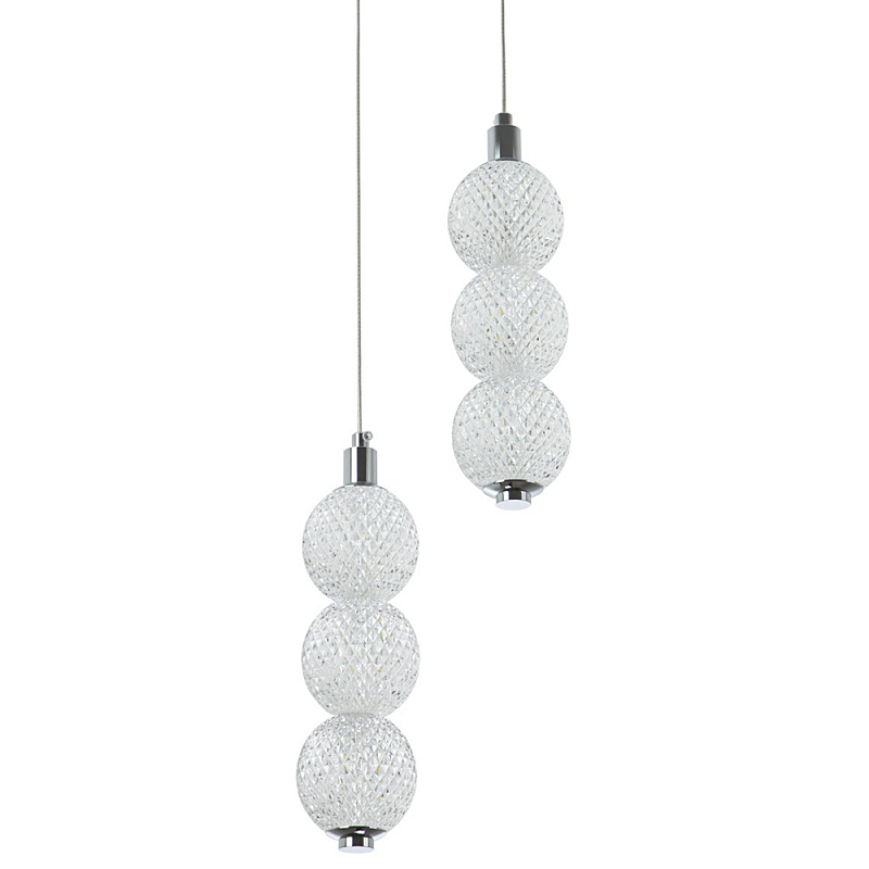 Подвесной светодиодный светильник с 2-мя плафонами Crystal Globule Hanging Lamp Chrome Прозрачный Хром Подвесной светодиодный светильник с 2-мя плафонами Crystal Globule Hanging Lamp Chrome Прозрачный Хром в Тюмени | Loft Concept