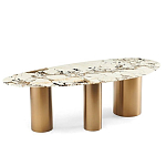 Обеденный стол с асимметричной столешницей на 3-х массивных золотых ножках Commonwealth Table варинант исполнения - 1 | Loft Concept в Тюмени