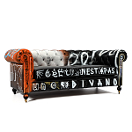 Диван Честерфильд граффити graffiti Orange Sofa натуральная кожа варинант исполнения - 1 | Loft Concept в Тюмени