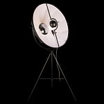 Торшер в виде прожектора с круглым тканевым абажуром на треноге черного цвета Radiance Éclat варинант исполнения - 1 | Loft Concept в Тюмени