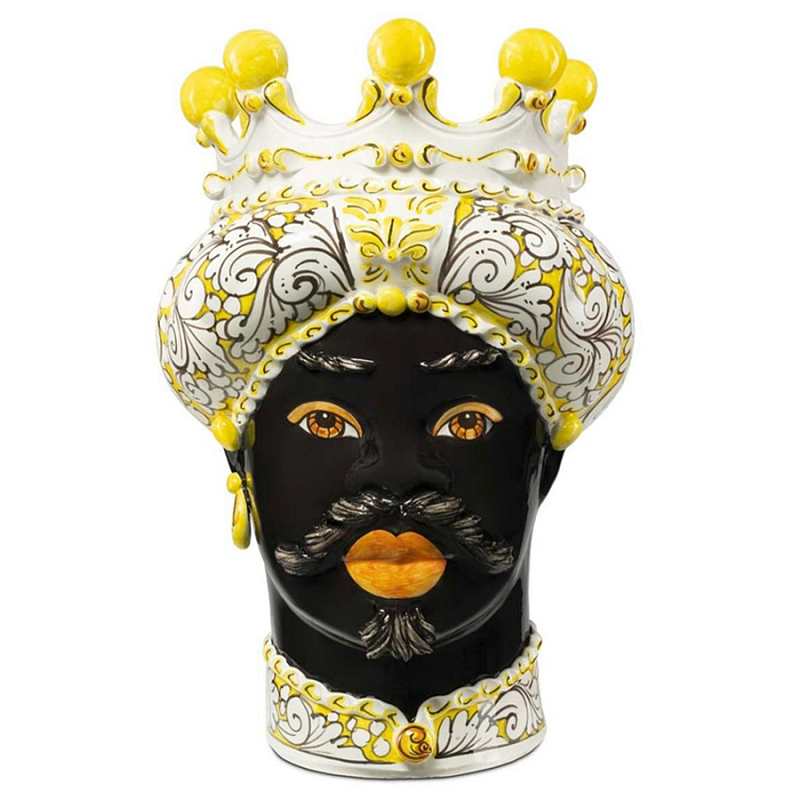 Ваза Vase Moro Man Ornate Yellow Черный Желтый Белый Ваза Vase Moro Man Ornate Yellow Черный Желтый Белый в Тюмени | Loft Concept