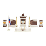 Настольный письменный набор из мрамора и лемезита с гербом и флагом России Marble Accessory варинант исполнения - 1 | Loft Concept в Тюмени