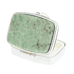 Таблетница карманная прямоугольная с 2-мя отделениями с зеркалом и накладкой из натурального камня Жадеит Silver Stone Pillboxes варинант исполнения - 2 | Loft Concept в Тюмени