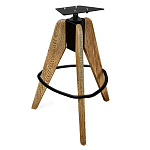 Барный стул со спинкой и металлической подставкой на 3-х деревянных ножках Горчичный Велюр Vendramin Chair варинант исполнения - 4 | Loft Concept в Тюмени